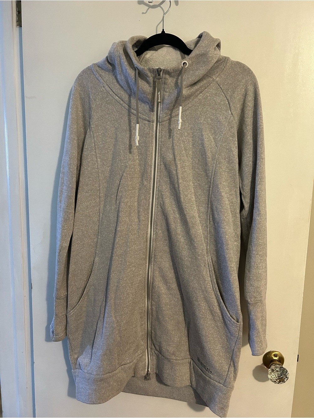 Bench Gray Textured Hooded Zip Jacket Hoodie